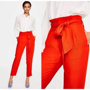 Boden Melina High Waist Paperbag Trouser Pants Size 10 R Poppy Red Preppy Office